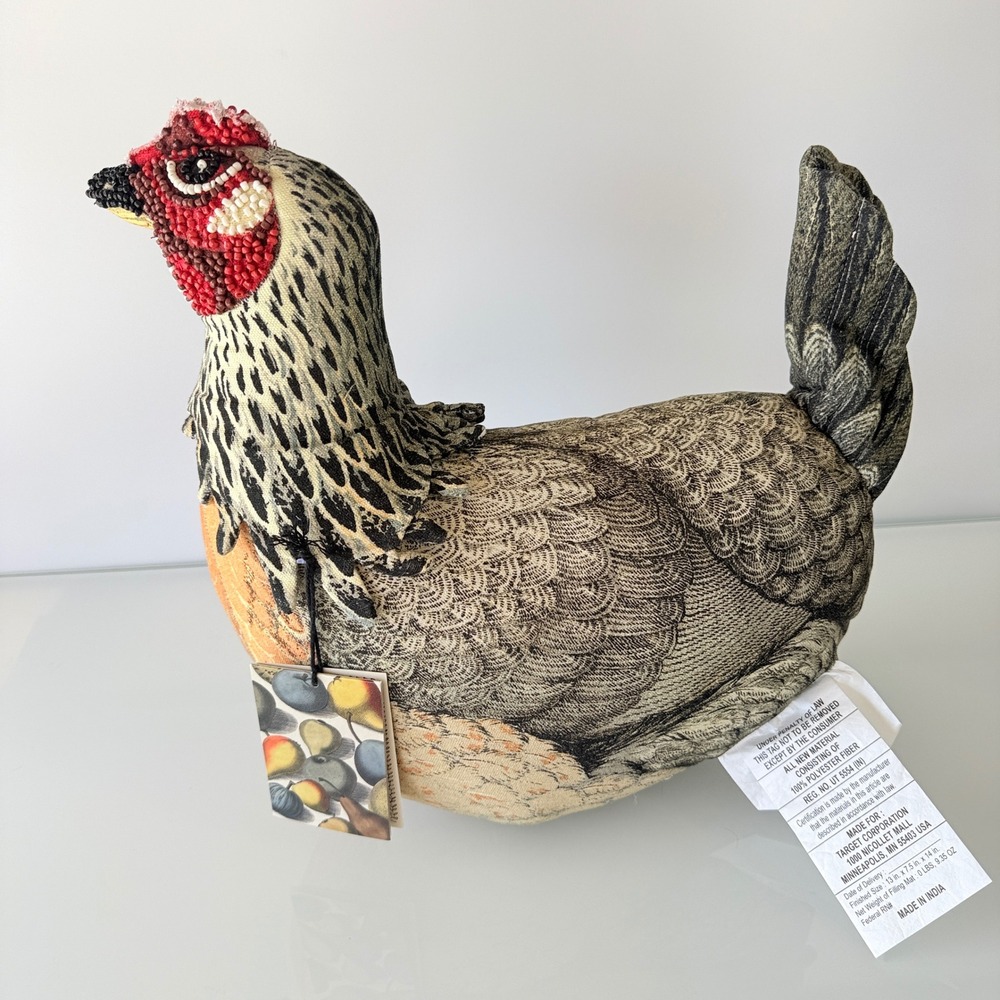 John Derian Target Chicken Pillow Unisex OS Multicolor Beaded Embellished Hen